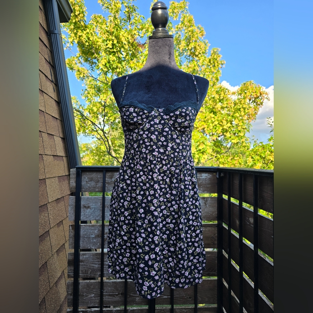 Sky To Moon Floral Black Mini Dress